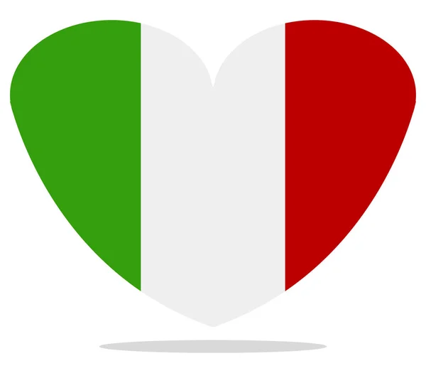 Italy Flag Heart White Background — Stock Vector