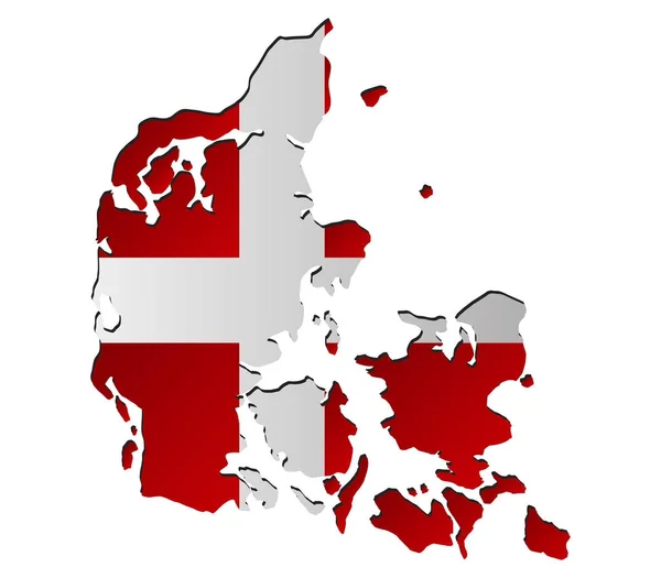 Карта Дании Белом Фоне — стоковый вектор