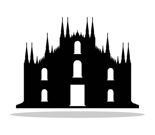 Ícone Catedral Milão Sobre Fundo Branco — Vetor de Stock
