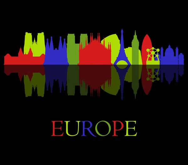 Europe Skyline White Background — Stock Vector