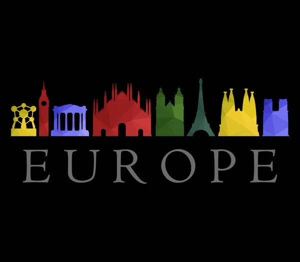 Europe Skyline Sur Fond Blanc — Image vectorielle