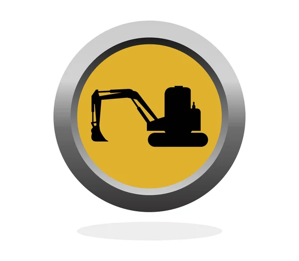 Excavator Icon White Background — Stock Vector