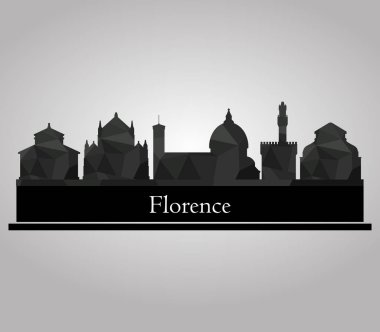 Beyaz arka plan üzerinde Floransa manzarası