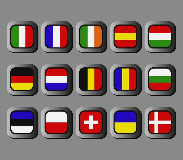 Set Europese Vlaggen — Stockvector