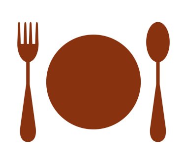 düz beyaz arka plan üzerinde çatal simgesiyle