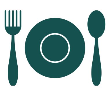 düz beyaz arka plan üzerinde çatal simgesiyle