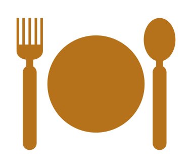 düz beyaz arka plan üzerinde çatal simgesiyle