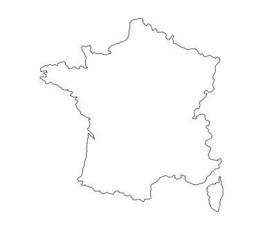 Fransa Haritası beyaz arka plan üzerinde