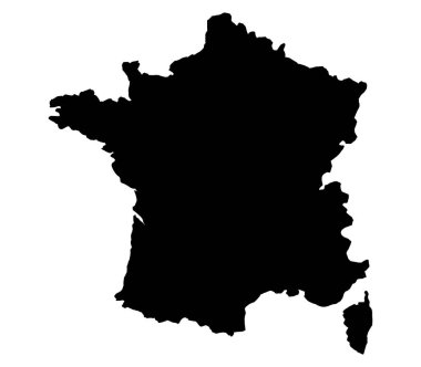 Fransa Haritası beyaz arka plan üzerinde