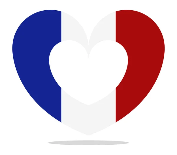 Frankreich Fahne Herzform — Stockvektor