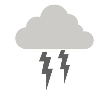 bulut simgesi beyaz zemin üzerine yıldırım ile