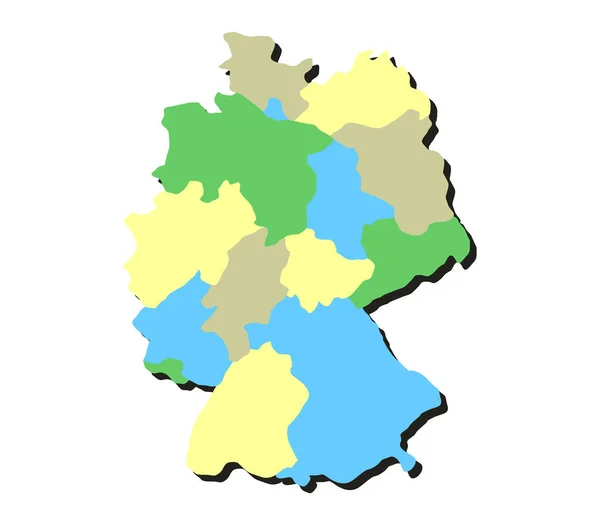 白い背景の領域とドイツをマップします — ストックベクタ