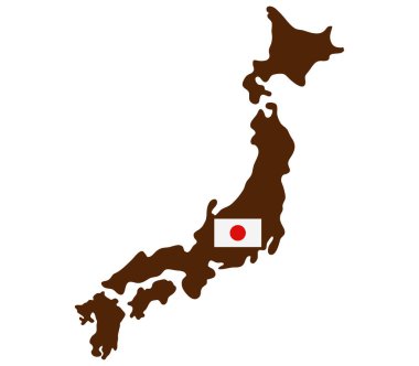 bayrak beyaz zemin üzerine Japonya Haritası