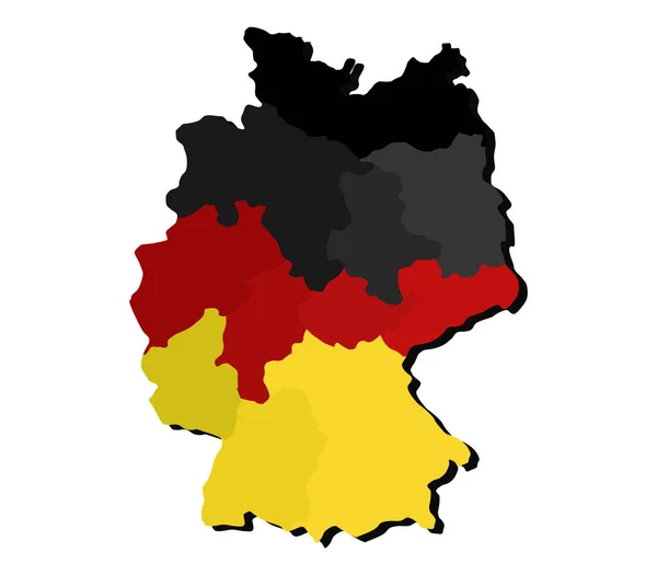 Mapa Alemania Con Regiones Sobre Fondo Blanco — Vector de stock