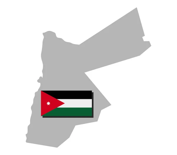 Jordanië Kaart Met Vlag Witte Achtergrond — Stockvector