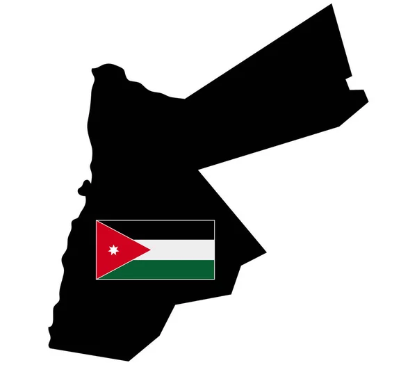 Jordanische Landkarte Mit Fahne Auf Weißem Hintergrund — Stockvektor