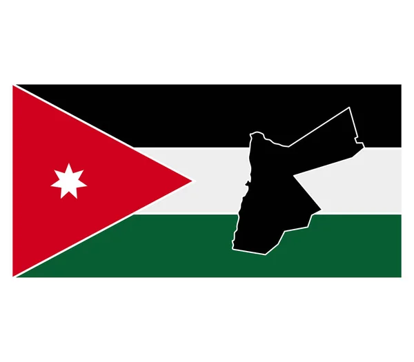 Jordanië Kaart Met Vlag Witte Achtergrond — Stockvector