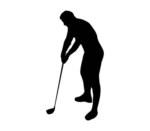 Golf Spelare Vit Bakgrund — Stock vektor