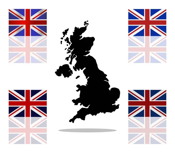 Britain Mapa Con Bandera Sobre Fondo Blanco — Archivo Imágenes Vectoriales