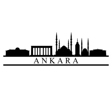 beyaz zemin üzerine Ankara manzarası