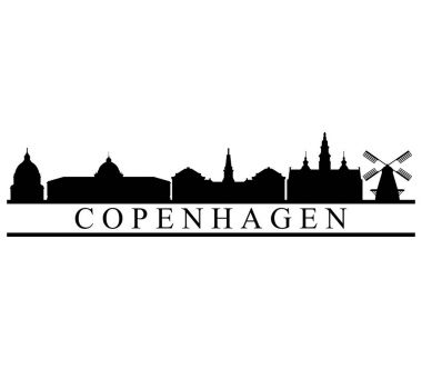 Beyaz arka plan üzerinde Kopenhag manzarası