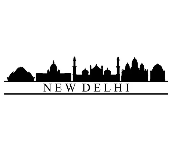 Novo Delhi Skyline Fundo Branco — Vetor de Stock