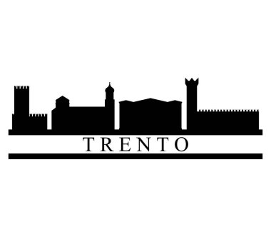 Beyaz arka plan üzerinde Trento manzarası