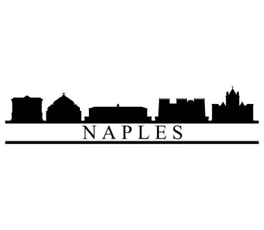 Beyaz arka plan üzerinde Napoli manzarası