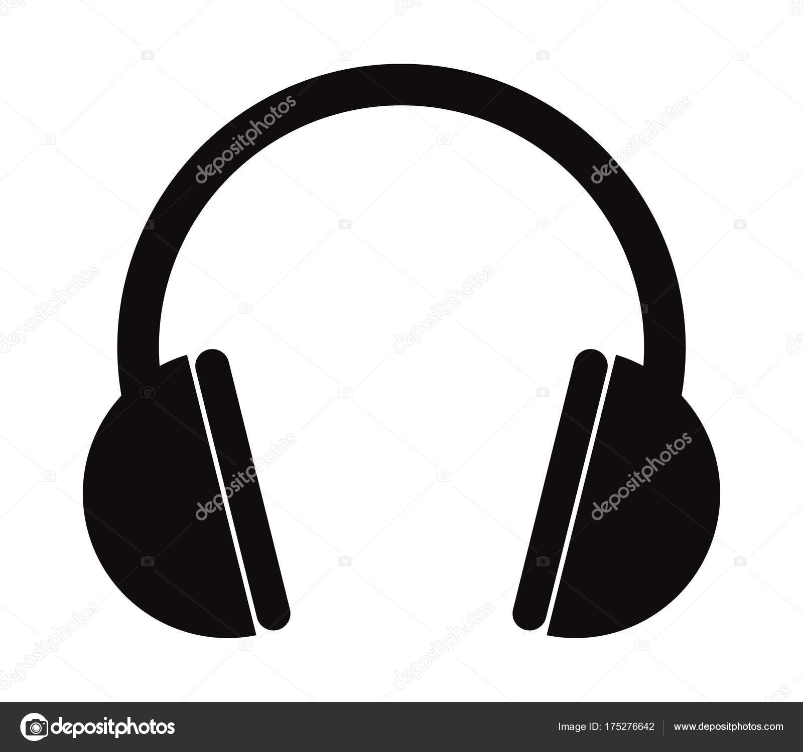 Silueta De Auriculares De Música Escuchar Ilustración Vectorial