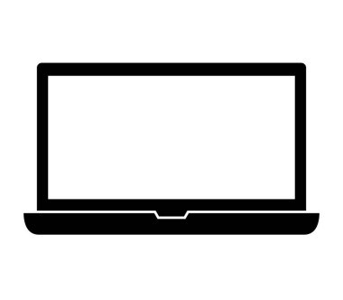 Beyaz arka plan üzerinde dizüstü bilgisayar simgesi