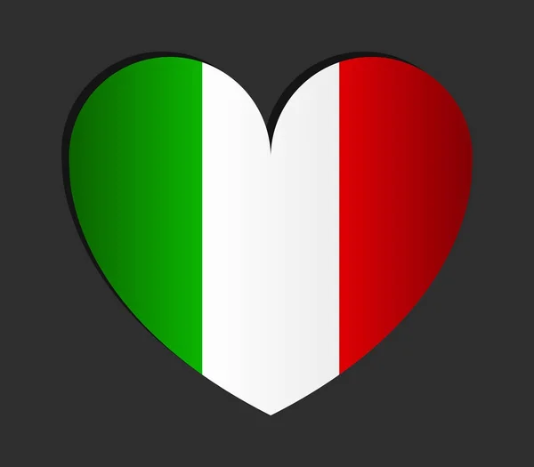 Srdce Itálie Vlajka Bílém Pozadí — Stockový vektor