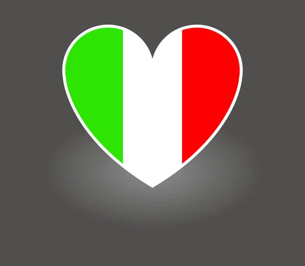 Серце Прапором Італії Білому Тлі — стоковий вектор