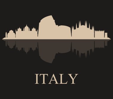 Beyaz arka plan üzerinde İtalya manzarası