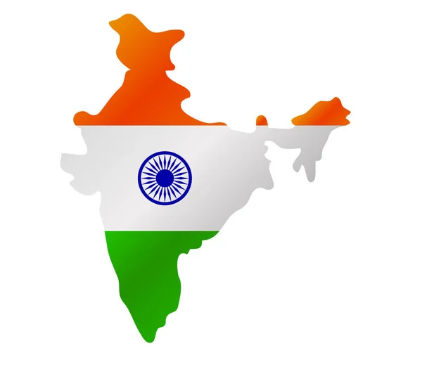 Ινδία Χάρτη Σημαία Λευκό Φόντο — Διανυσματικό Αρχείο