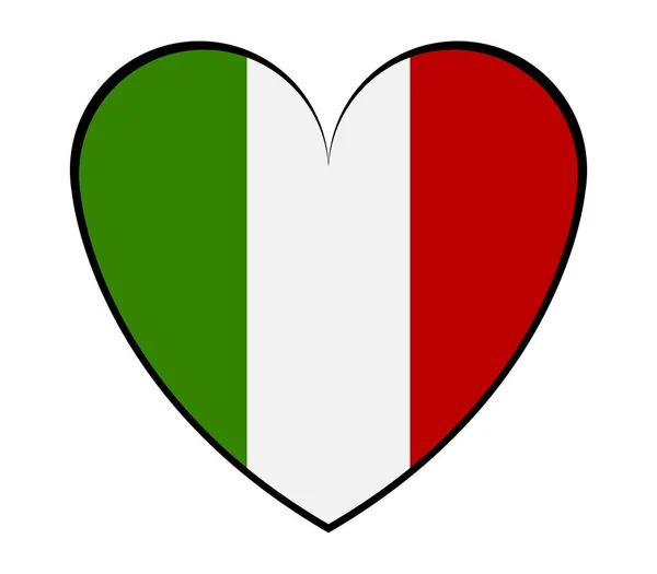 Italia Bandera Con Corazón Sobre Fondo Blanco — Archivo Imágenes Vectoriales