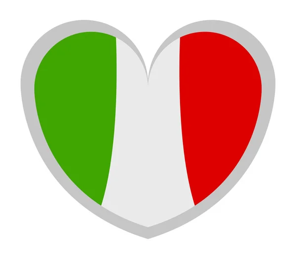 Bandiera Italia Con Cuore Sfondo Bianco — Vettoriale Stock