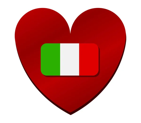Italië Vlag Met Hart Witte Achtergrond — Stockvector