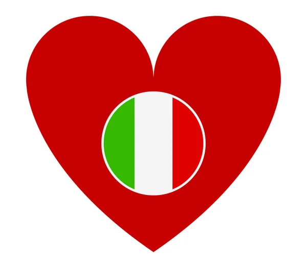 Bandiera Italia Con Cuore Sfondo Bianco — Vettoriale Stock