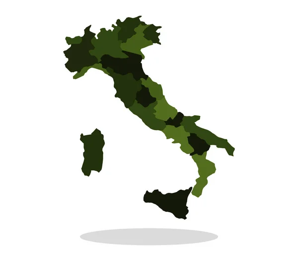 白い背景の領域とイタリア マップ — ストックベクタ