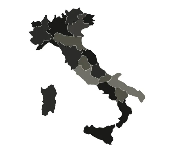 Itália Mapa Com Regiões Sobre Fundo Branco — Vetor de Stock