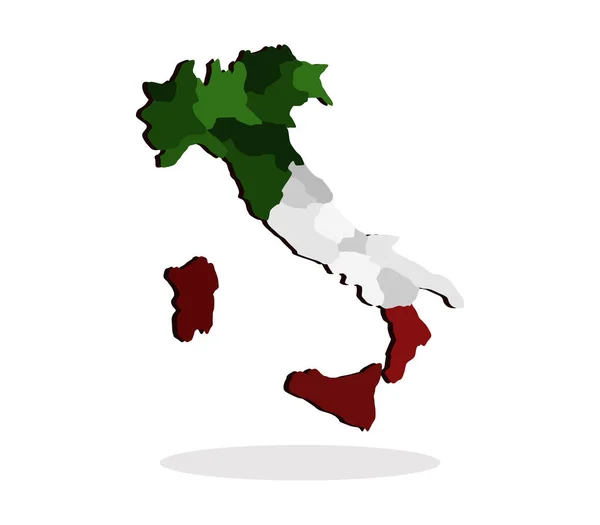 Olaszország Térkép Zászló Fehér Háttér — Stock Vector