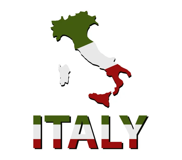 Mapa Włoch Flagą Białym Tle — Wektor stockowy