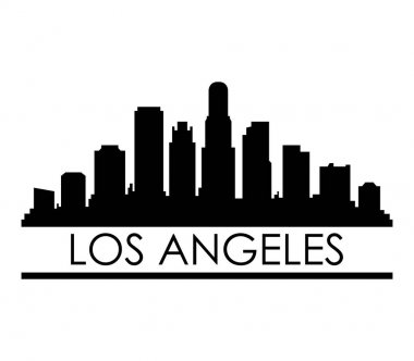 Beyaz arka plan üzerinde Los Angeles manzarası