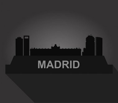 Beyaz arka plan üzerinde Madrid manzarası