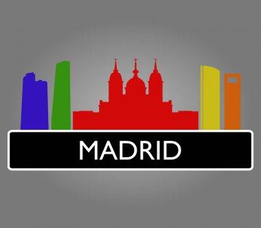 Beyaz arka plan üzerinde Madrid manzarası