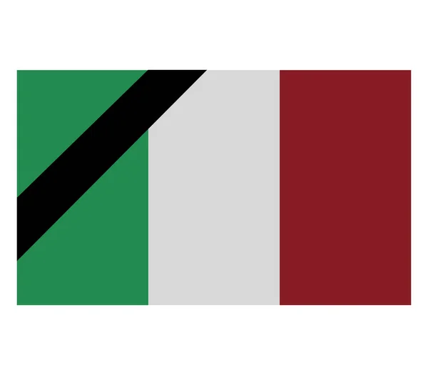 Italien Flagga Med Sorg Vit Bakgrund — Stock vektor