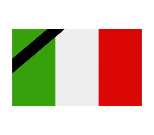 Ιταλία Σημαία Πένθος Λευκό Φόντο — Διανυσματικό Αρχείο