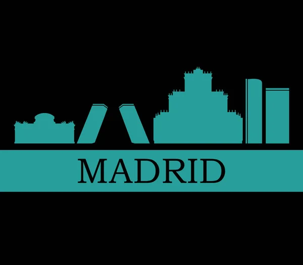 Skyline Madrid Sur Fond Blanc — Image vectorielle