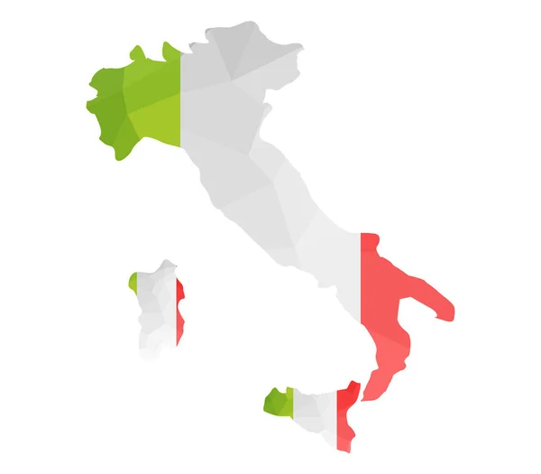 Italia Mappa Con Bandiera Sfondo Bianco — Vettoriale Stock