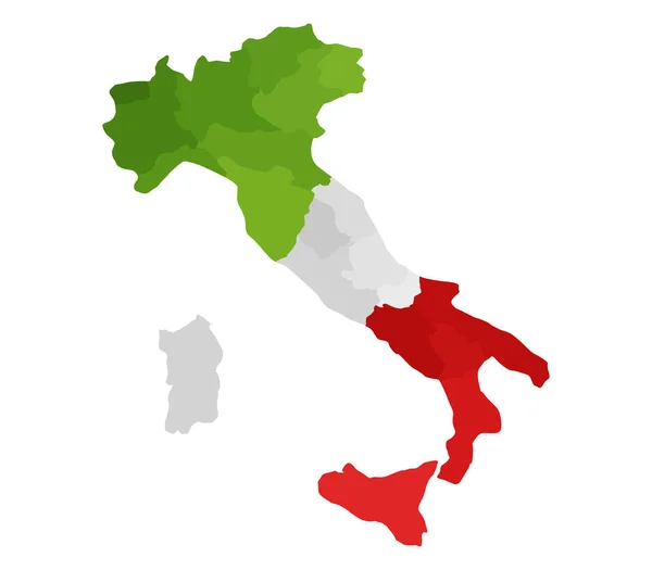 Italia Mappa Con Bandiera Sfondo Bianco — Vettoriale Stock